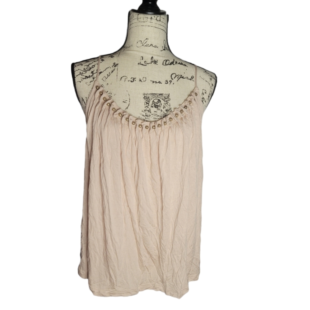 H&M light baby pink cream tank top Beaded party event tank top small